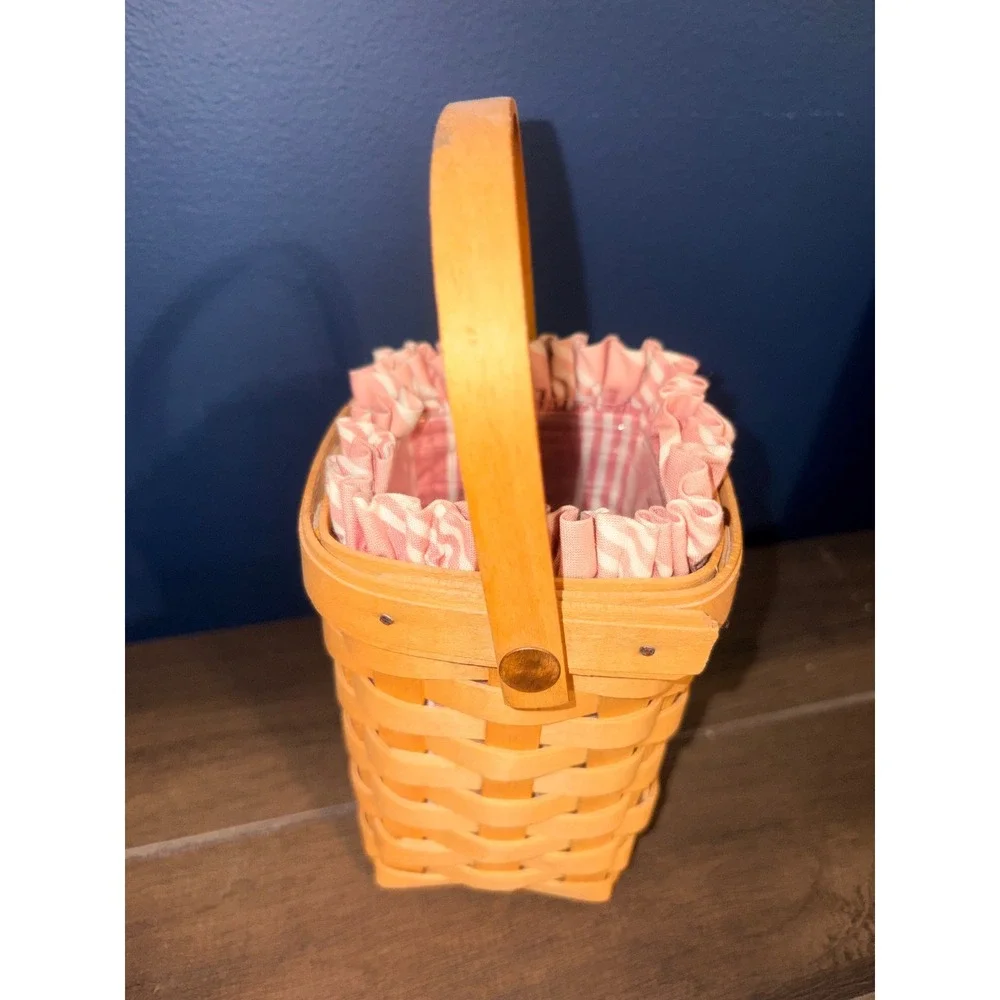 Longaberger 1997 American Cancer‎ Society Basket Pink Stripe Liner Protector